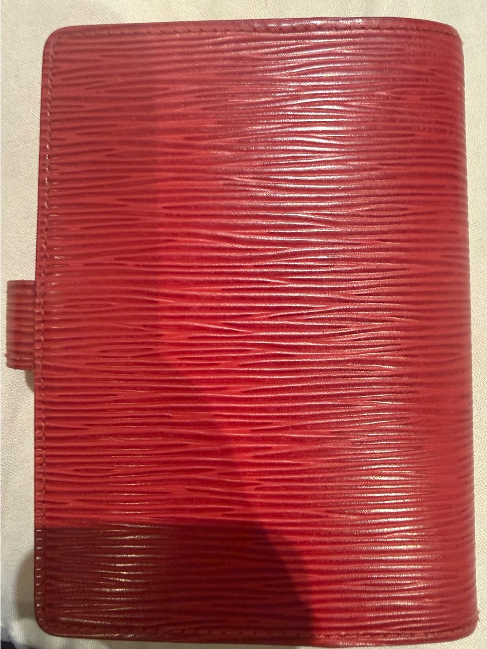 Louis Vuitton Red Textured Epi Leather Snap mini agenda. Can hold 3 cards. - Picture 2 of 10